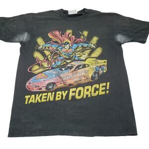 Vintage 1999 John Force Superman DC Comics Castrol NASCAR Racing T-Shirt Medium